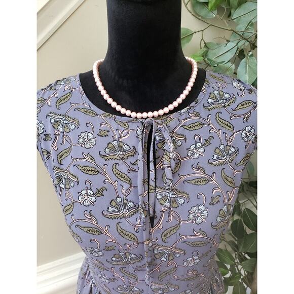 LOFT Top Blouse Womens Medium Multi Floral Ruffle Trim Sleeveless Round Neck - Picture 5 of 10